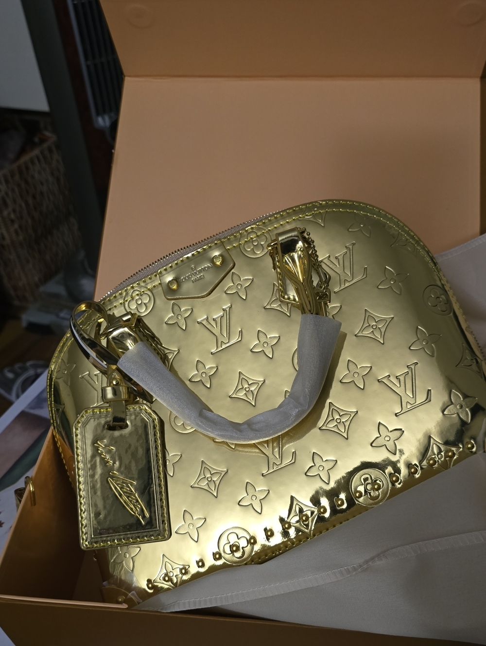 Gold Mirror Monogram EnVernis Dome Satchel - Picture 12 of 15